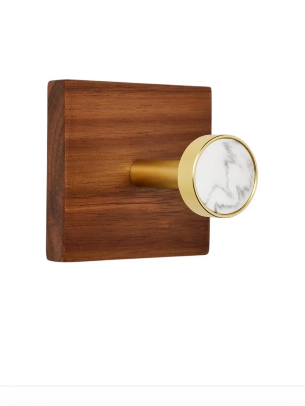 Threshold Wall Towel Hook NWT Metal /Faux Marble Single Gold Hook on Acacia Wood